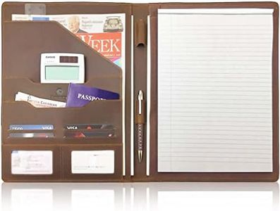 Leather Portfolio A4 Conference Folder Padfolio - Business Portfolio Notepad Holder for Interview/Presentation Executive Document Organizer & Business Card Holder - Versatile Multi Storage + 1 Pen