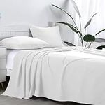 AR Ware Flat Sheets Double 100% Egyptian Cotton 300 TC- Breathable and Fade Resistant - Non Iron Hotel Quality Flat Bed Sheet (230 x 255cm, White)