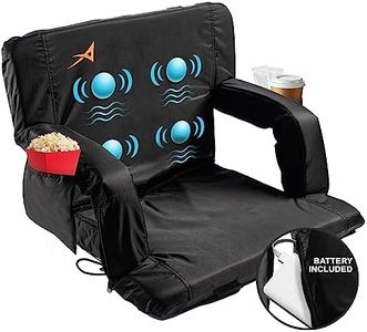 Massage Bleacher Seat with Backrest Stadium Seats for Bleachers Stadium Seat Cushion Stadium Seating for Bleachers, USB Battery Included - Upgraded 3 Levels of Massage - Memory Cushioned, 4 Pockets