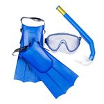 KRESHU Anti-Fog Kids Diving Goggles Mask Flippers Scuba Snorkel Diving Combo Set Swimming Kit Aqua Quest Mask, Snorkel & Fin Set (Blue, Pack of 1)
