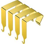 Over The Door Hook Panel Wall Metal Over Door Hook Cubicle Picture Door Hanger for Clothing Over The Door Mirror Hooks Office Cubicle Whiteboard Hanger (Gold, 4 Pieces)