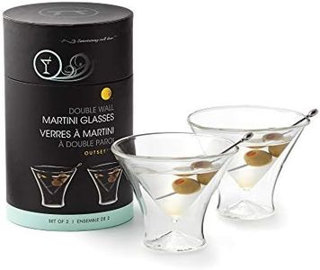 Outset Stemless Martini Glasses Double Wall, 2 Count (Pack of 1), Borosilicate Glassware