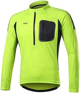 ARSUXEO Maillot de Ciclismo Jersey Hombre Manga Larga Bicicleta de Montaña Camisa Bicicleta Ropa 4 Bolsillos 6032 Verde S