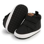 RVROVIC Baby Boys Girls Anti-Slip Sneakers Soft Ankle Boots Toddler First Walkers Newborn Crib Shoes(6-12 Months,A1-Black)