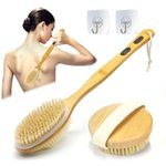 YUNYU Dry Brush Back Scrubber Set,Body Brush Long Handle Exfoliating Dry Bath Brush for Shower,Loofah Body Scrubber Shower Brush,Cellulite Brush Stimulates Blood Circulation 2Pcs