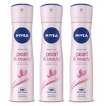 Nivea Deodorant Pearl and Beauty for Women, 150ml (Pack of 3, Spray)