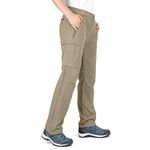 33,000ft Women's Convertible Zip Off Hiking Trousers with UV Protection Multiple Pockets Ladies Stretch Cargo Pants for Trekking, Camping, Walking Brown UK 12/31L