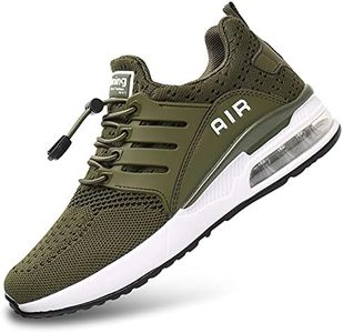 BOGOVER Men's Walking Shoes Non Slip Running Tennis Shoes Breathable Lightweight Air Cushion Sneakers for Tennis Gym Jogging, Green, 5.5