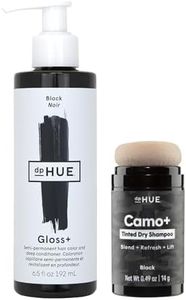 dpHUE Gloss+ (Black) & Camo+ Tinted Dry Shampoo (Black) - Boost Color, Shine & Softness - Cover Grays, Root Growth & Thinning Hair