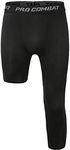 Jonscart Men's 3/4 One Leg Compression Capri Tights Pants Athletic Base Layer Underwear, Black-l, Large