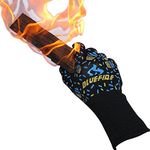 Blue Fire Oven Mitts, Bbq Gloves For Women Great For Kitchen, Grill, Big Green Egg & Fireplace Accessories. Cut Resistant, Forearm Protection 100% Kevlar 932 F Heat Resistance. Gift For Mom Or Wife