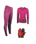 AK Oreo Pull on high Waisted Breathable Riding Tights/Leggings/Breeches with Full seat Silicon Grip AKRS-6052-01 (UK, Alpha, XS, Regular, Regular, Bundle Offer (All in ONE) Burgundy)