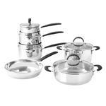 ProCook Gourmet Stainless Steel Cookware Set (6 Piece) Uncoated Induction Pans, Dishwasher Safe, 10 Year Guarantee