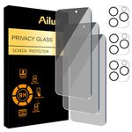 Ailun 3Pack Privacy Screen Protector for iPhone 16 Pro Max [6.9 inch]+3Pack Camera Lens Protector,Dynamic Island Compatible,Anti Spy Tempered Glass[9H Hardness]-HD [6 Pack]