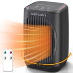 IWENUAN Space Heater, Portable Electric Heaters for Indoor Use with Thermostat, 3 Modes, 70° Oscillation, Remote,1500W PTC Ceramic Fast Safety Small Room Heater for Bedroom Office Desk (Black)