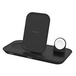 ZAGG mophie 3-in-1 Wireless Charging Stand, Up to 7.5W, Charge 3 devices, Compatible with iPhones, AirPods, Apple Watch, Qi-Enabled Devices, Black