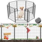 SPECILITE Garden Decorative Fence with Gate, 40in(H) X 32in(L) 8 Panels, No Dig Fencing Animal Barrier, Dogs Rabbits Pets Blocker,Rustproof Metal Fences for Yard, Outdoor, Patio, Temporary, Backyard