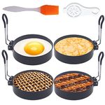 Egg Ring,4 Packs Upgrade Large 4" Egg Rings for Griddle Frying Egg,Non-stick Stainless Steel 4 Inch Griddle Egg Ring Round Egg Cooker Pancake Ring Cooking Ring for Muffin with Oil Brush Egg Separator