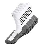 Anti-slip Soccer Sport Sock Men Women Non-slip Aheletic Socks Grip Football Basketball Baseball Yoga Runing Slipper Trekking Whtie Large 3P