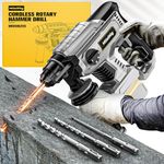 Rotary Hammer Drill for Dewalt 20V MAX Battery, Cordless SDS-Plus Hammer Drill for Concrete/Masonry, 2.5 Joules, 4 Application Modes with 360°Auxiliary Handle, Including 4 Drill Bits(Bare Tool)