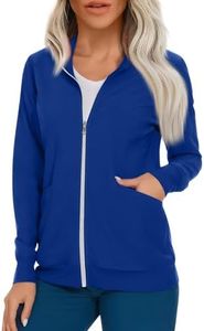 Women's Scrub Jacket Set - Zip Up Long Sleeve Nurse Tops for Women - Blue M