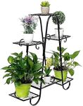 HOUSE PLANT - Crafts Wrought Iron Metal Plant Stand Flower Pot Stand for Balcony Living Room Outdoor Indoor Plants, Plant Holder Home and Decor (6-Teir Black)