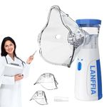 LANFFIA Portable Mesh Nebulizer, Silent and Compact Nebulizer Machine for Adult and Kids, Travel and Household Daily Use, Steam Inhaler for Cold and Cough - Quick Relief, Wireless Vaporizer Machine With Respiratory Mask, Effective for Cough, Asthma, Bronchitis and Sinusitis (2025 Blue)