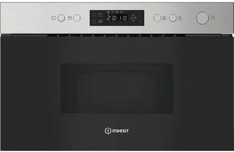 Indesit IM K12 XUK Built In Microwave and Grill Oven, 22L Integrated Microwave, 750W Power, Digital Controls, Auto Cooking Programs, Stainless Steel Built-In Kitchen Appliance