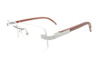 RSINC Rimless Wood Frame/Eyeglass/Spectacle, Optical, for Men and Women, Modern, Unisex, Business, Collage, Fashion, School, Ladies, Sports, Silver Brown-Cart-Rimless-3 A2