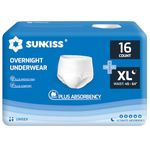 SUNKISS TrustPlus Incontinence Underwear for Men and Women, Disposable Protective Underwear with Maximum Absorbency, Odor Control, XLarge Overnight, 16 Count