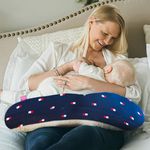 GET IT Premium Baby Breast Feeding Pillow with Detachable Cover | Newborn Nursing Pillow with Zip Buckle Adjustment | Infant Support for Baby and Mom Breastfeeding-Navy Blue Print