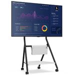 FITUEYES Design Mobile TV Stand for 46 50 55 60 65 Inch TV, TV Cart Floor Stand with Mount for LCD/LED Flat Curved Screens, Modern Corner TV Stand with Wooden Storage Shelves, Collector Series