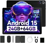 Latest 2025 Upgraded Android Tablet 10.1 Inch with IPS HD Touch Screen, Dual Camera, 64GB Storage 1TB Expansion, 8 in 1 Tablets Kit with Keyboard, Protective Case, Mouse, Stylus, BT 5.4, WiFi 6