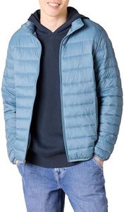Amazon Essentials Men's Packable Lightweight Water-Resistant Puffer Jacket (Available in Big & Tall), Light Blue, X-Small