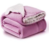 BSB HOME Polyester Micromink Warm Sherpa Super Soft Flannel Solid/Plain Blanket for Winter, Light Pink, Size 145 X 220 Cms (Approx 4.7 X 7 Ft) (Single), 200 tc