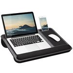 LapGear Home Office Pro Lap Desk with Wrist Rest, Mouse Pad, and Phone Holder - Fits Up to 15.6 Inch Laptops - Gray Woodgrain - Style No. 91595