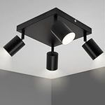 TaFiCo Black 4 Way Ceiling Light Fixture Rotatable - Square Ceiling Spotlight - Spot Lights Ceiling with GU10 Base - Bulbs Not Included