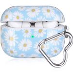 Airpods Pro Case Daisy, OTOPO Cute Air pods Pro Accessories Protective Hard Case Cover Portable & Shockproof Women Girls Men with Heart-Shaped Keychain for Airpods Pro Charging Case Daisy