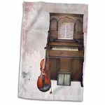 3dRose "A Concert in The Gate of Heaven with Clouds, Organ and Violin Towel, White, 15 x 22-Inch