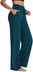 Sarin Mathews Womens Yoga Sweatpants Wide Leg Lounge Pajamas Pants Comfy Drawstring Workout Joggers Pants with Pockets BluishGreen S