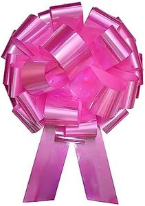 Nicky Bigs Novelties - Large Iridescent Metallic Ribbon Gift Bow, Perfect Big Bow for Car Gift Birthday Wedding Gender Reveal Decoration Jumbo Bow, Easy Instant Pull String - 20 Inch Pink Pull Bow