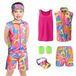 80s Workout Costume for kids Halloween Cosplay Men doll costume for kids 80s 90s Men costume Outfit Set for kids (140)