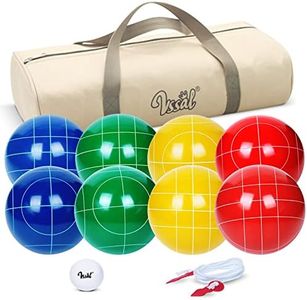 VSSAL 107mm Official Bocce Ball Set Regulation Size and Weight 920g/2.03LBS for Professional Tournament Competition, Backyard, Lawn, Beach Games with 8 Balls, Pallino, Carrying Bag, Measuring Rope