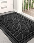 DEXI Front Door Mat, Welcome Mat Heavy Duty Non Slip Low Profile Outside Doormat for Entryway, Patio, Garage, High Traffic Areas, 2'x3', Black