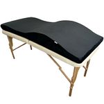 Curvy Massage Bed Topper | High Density Foam Lash Bed Cushion with Soft Touch Short Plush and Ergonomic Design | Excellent Topper for a Beauty Salon - Black - 23 inch (58 cm)