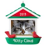 Hallmark Keepsake Christmas Ornament 2019 Year Dated Kitty Claus Cat in Bird Feeder Photo Frame