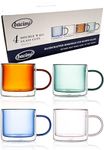 Bacimi Double Wall Insulated Coffee Mugs (Set of 4 / 9oz) - Clear Borosilicate Mug with Handle - Thermal Drinking Cups for Espresso, Cappuccino, Latte, Tea, Hot Beverage, Wine - Microwave Safe