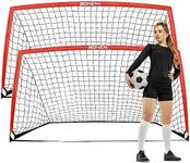 BOHEN 9x5 ft Portable Soccer Goals Set of 2 - Large Size Net with Carry Bag for Easy Assembly, Fun for Kids Outdoor Backyard Great for Teens Youth Adults(9x5, Red, 2 Pieces)