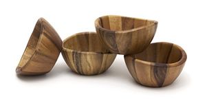 Lipper International Wave Bowls (Set of 4), Brown