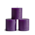 CANDWAX 3x3 Pillar Candle Set of 3 - Decorative Candles Unscented and No Drip Candles - Ideal as Wedding Candles or Large Candles for Home Interior - Purple Candles